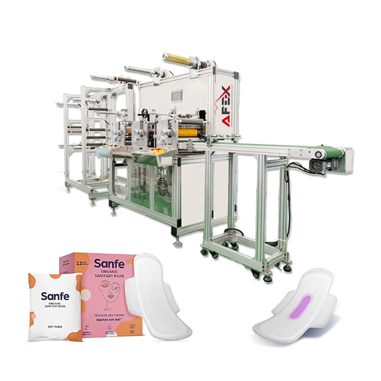 Equipment for the production of feminine sanitary napkins
