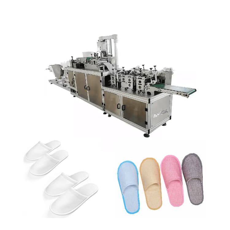 Automatic line for the production of disposable shoes for hotels and hospitals