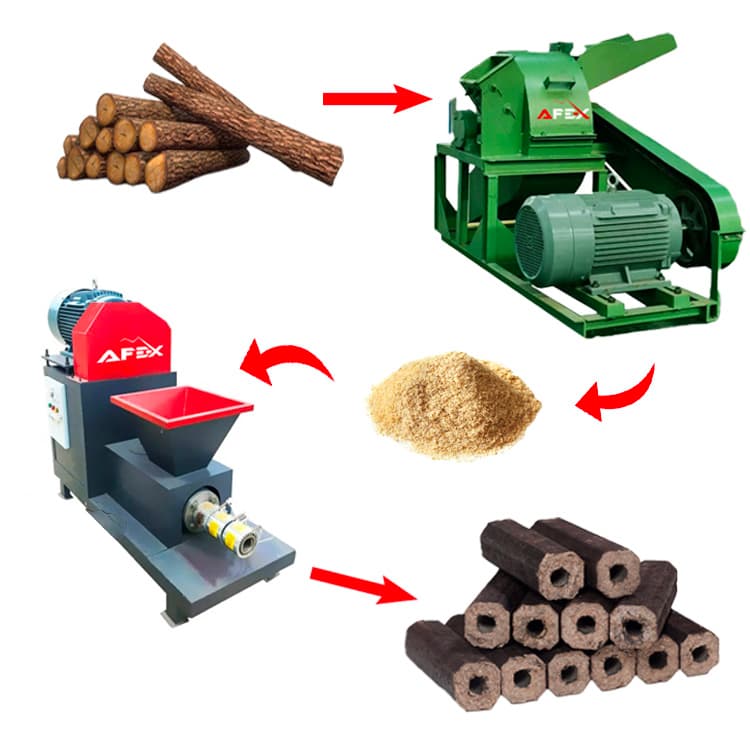 Wooden briquettes production line