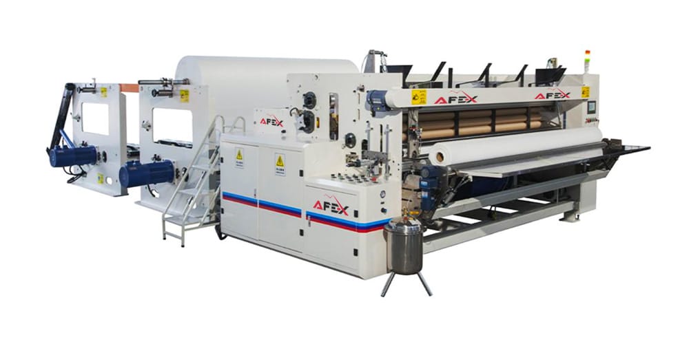 Automatic rewinding machine (from jumbo roll to small rolls)