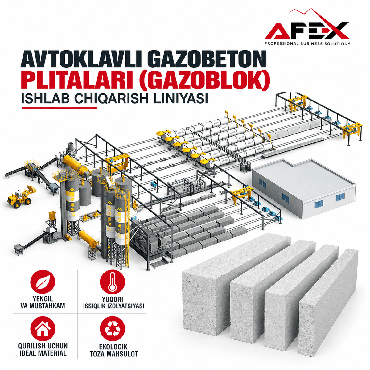 Автоклавты газобетон плиталарын (газоблок) өндіру желісі